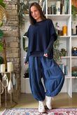 Basso Baby Cord Tiered Cuff Pant Navy